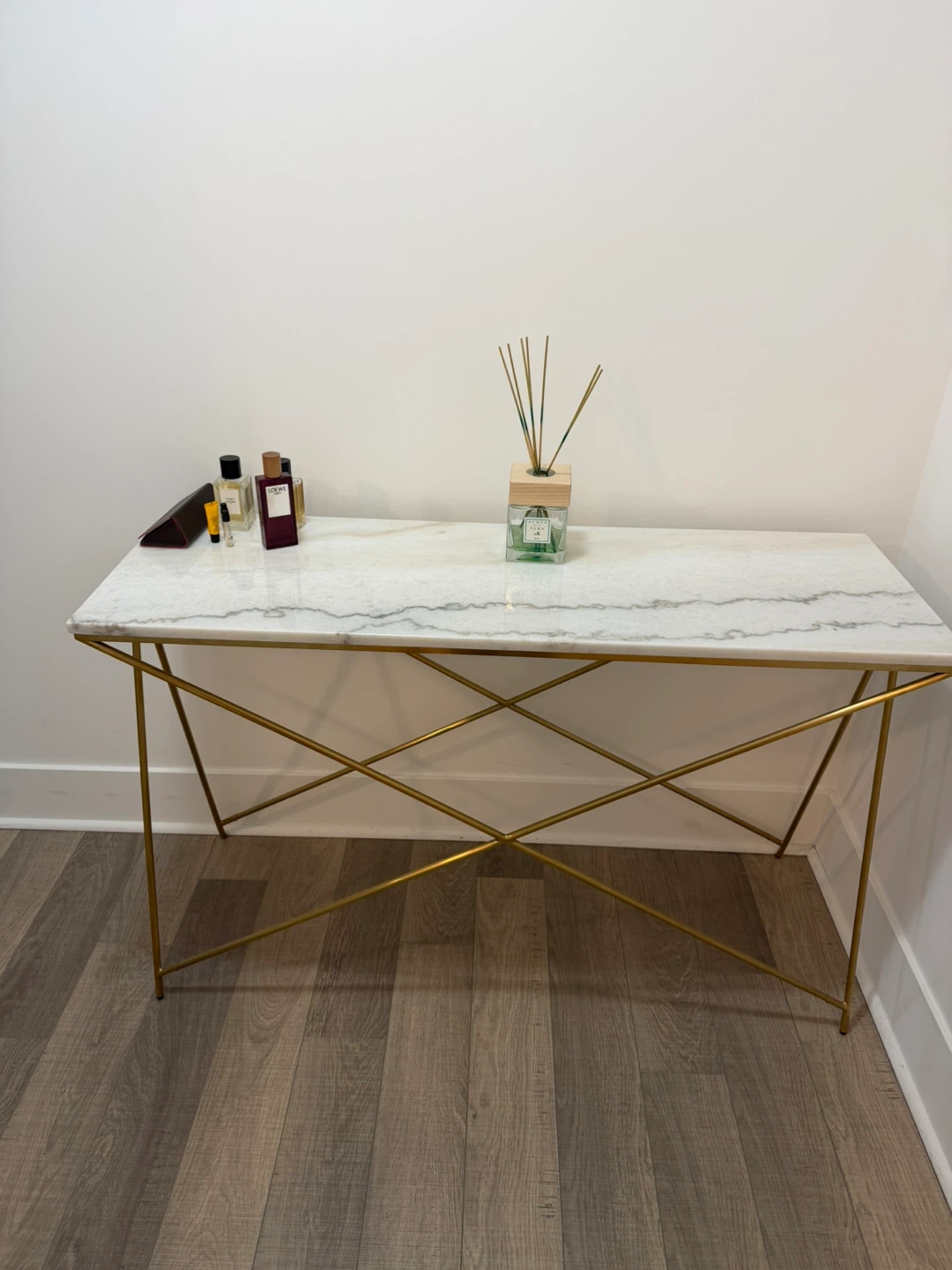 White Marble and Gold Console Table
