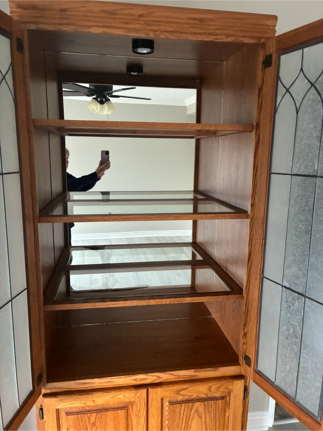 Oak China Cabinet with Glass Doors - photo 2