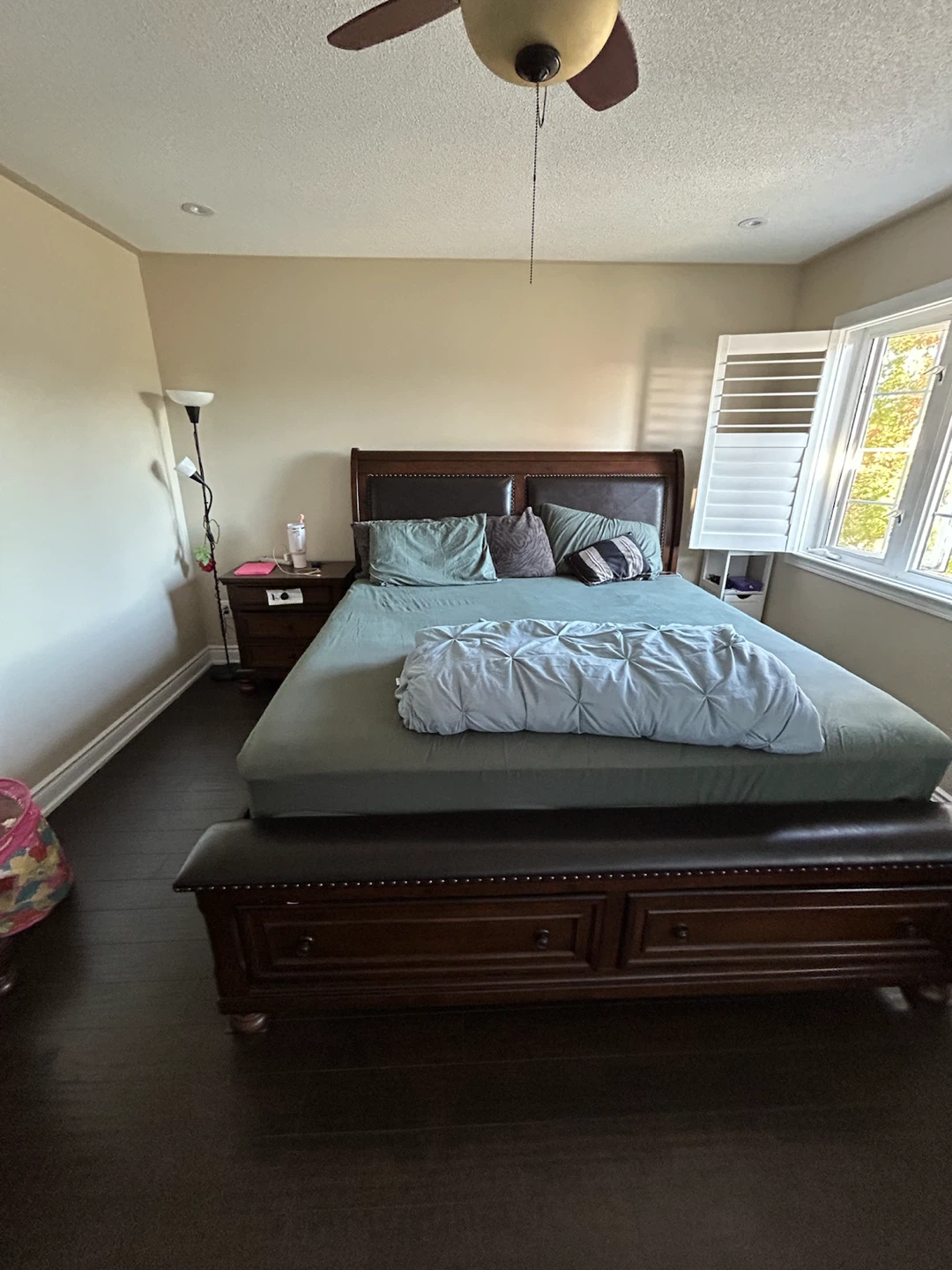 Wooden king Bed Frame with Storage and Bench