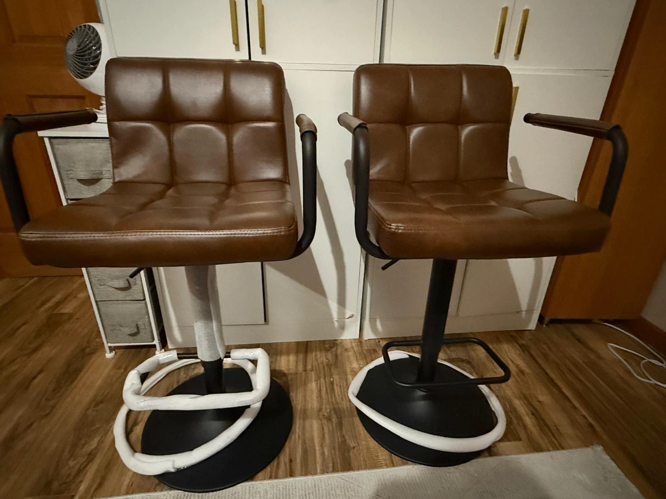 Set of Two Brown Faux Leather Bar Stools - photo 2