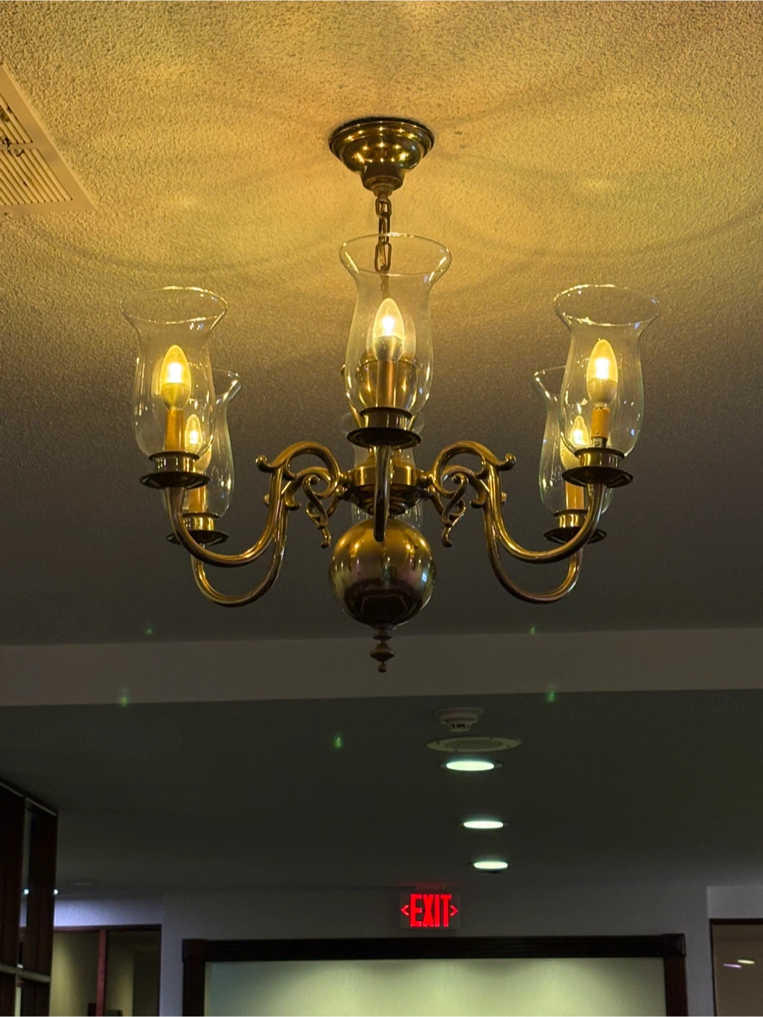 Brass Five-Light Chandelier