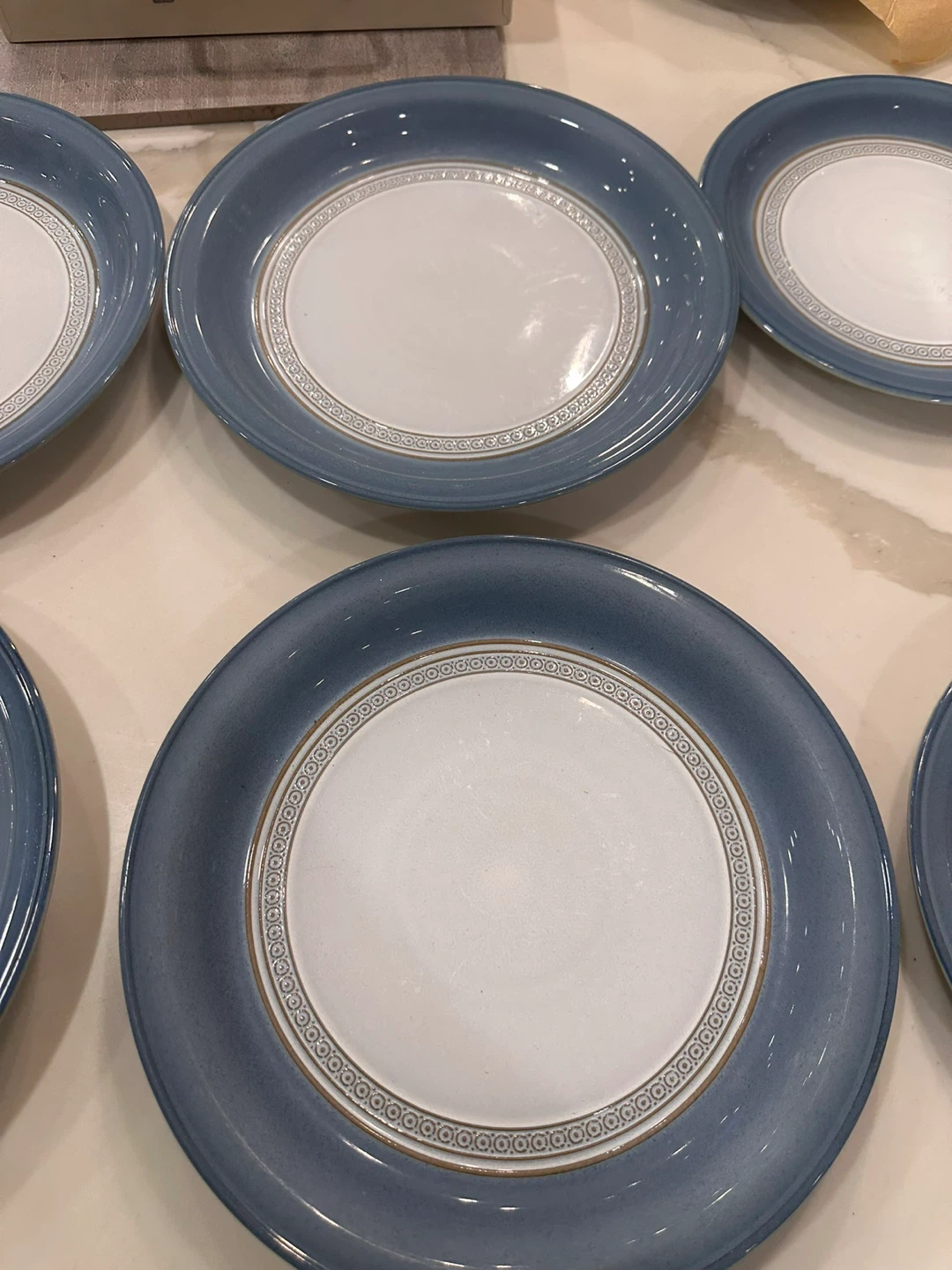 Set of 7 Blue and White Ceramic Dinner Plates - photo 3