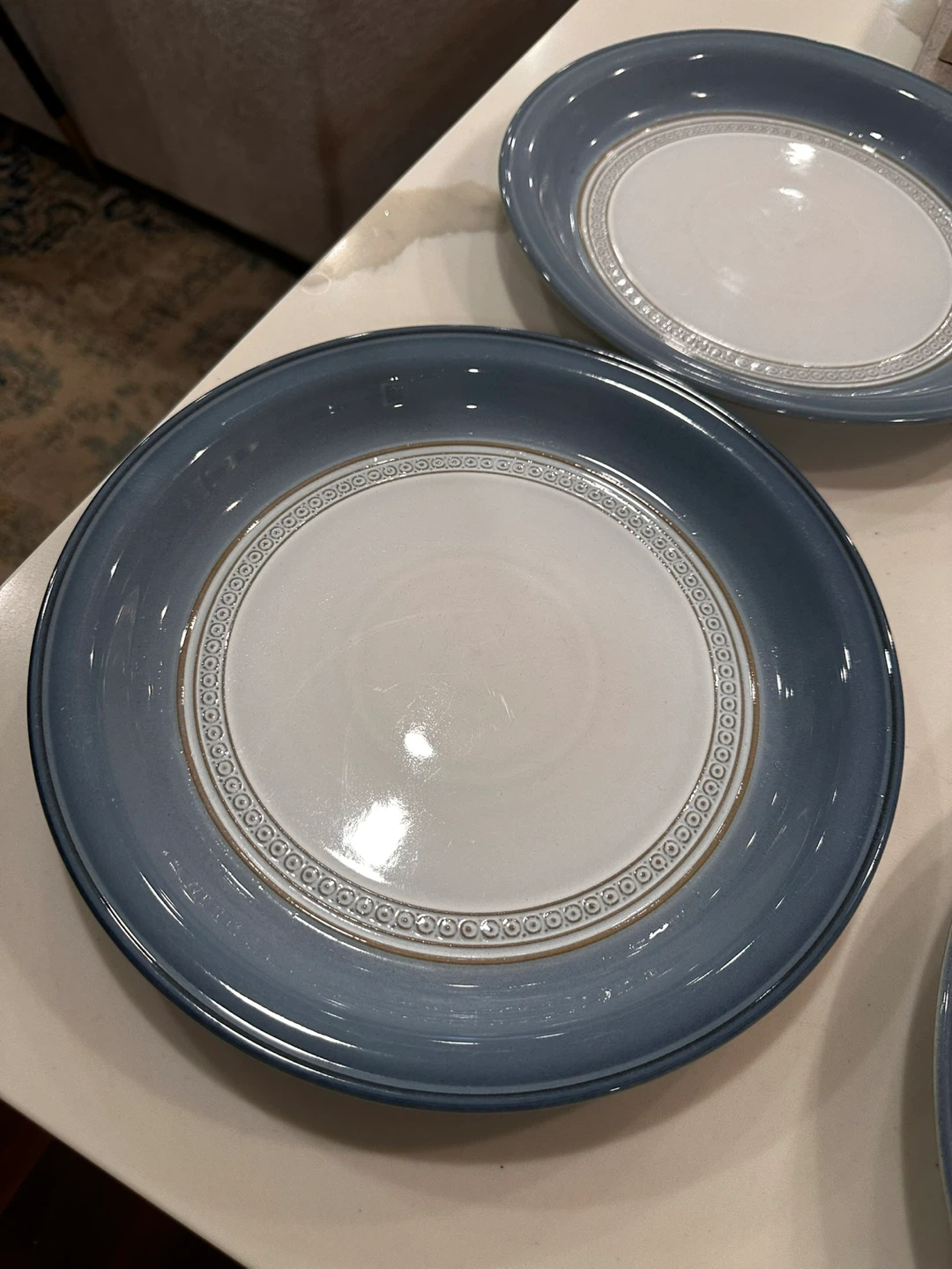 Set of 7 Blue and White Ceramic Dinner Plates - photo 4
