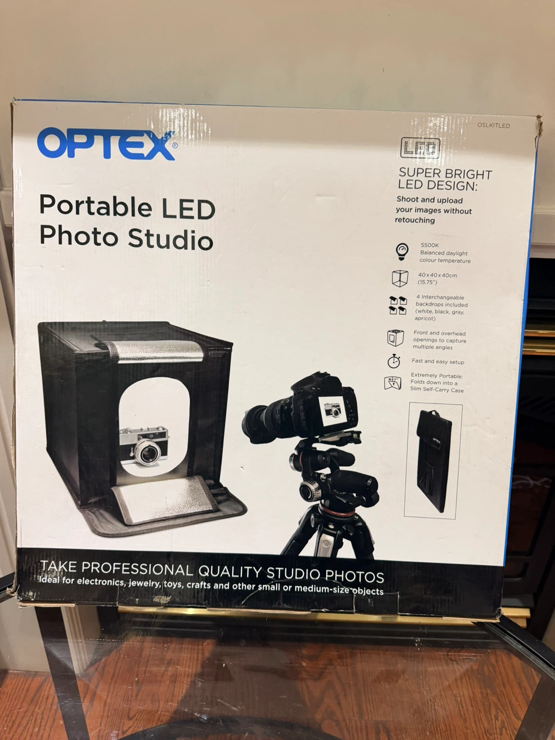 NEW Optex Portable LED Photo Studio Light Box 40x40cm