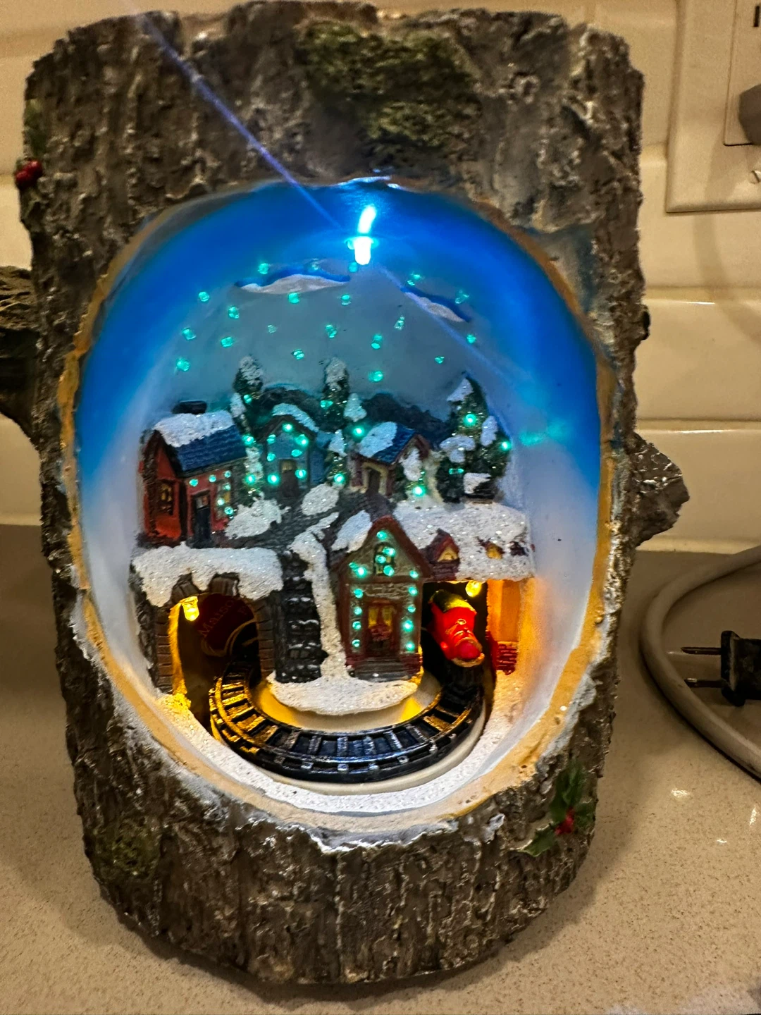 Christmas Log Cabin Village with Moving Train