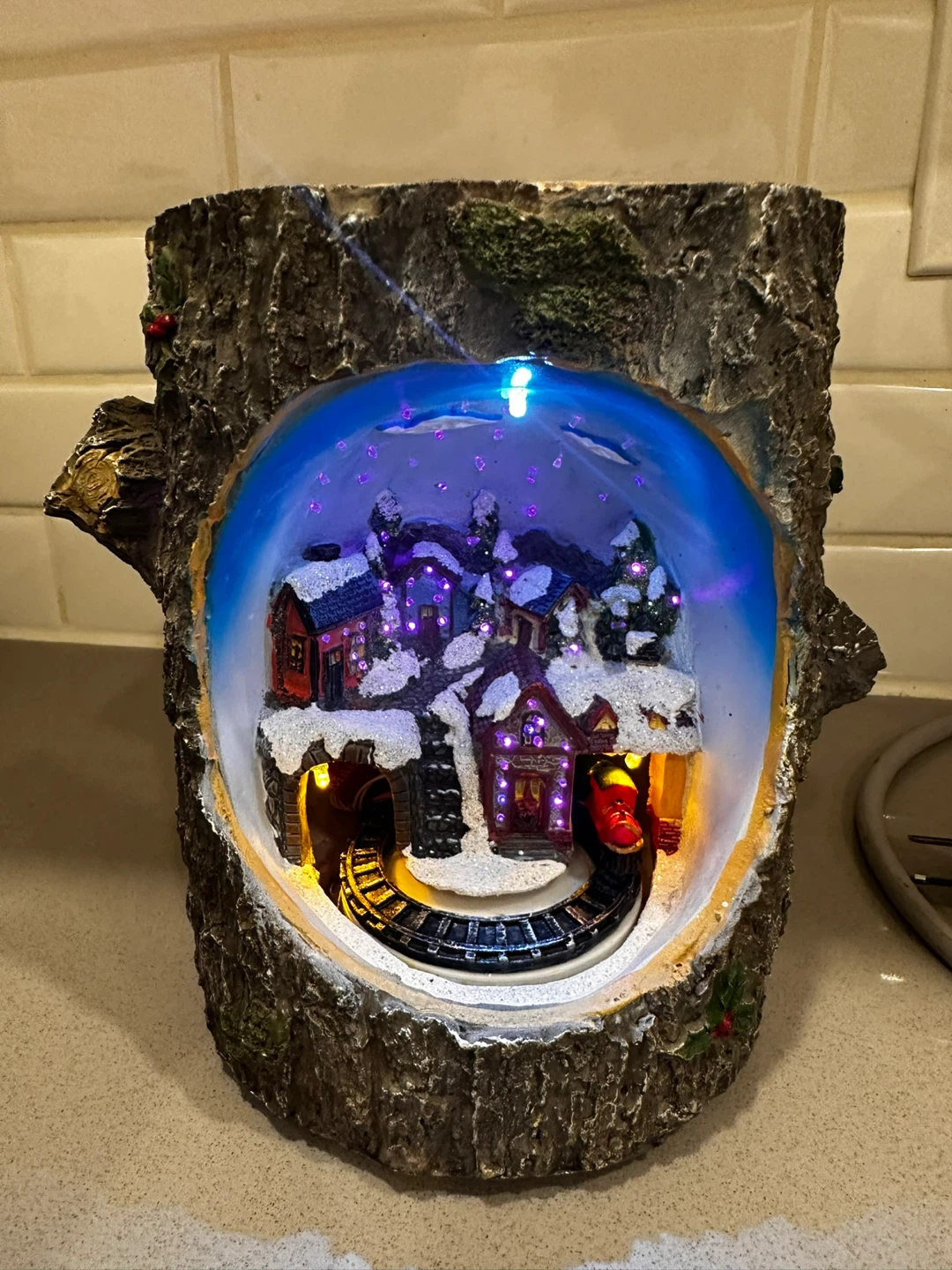 Christmas Log Cabin Village with Moving Train - photo 2