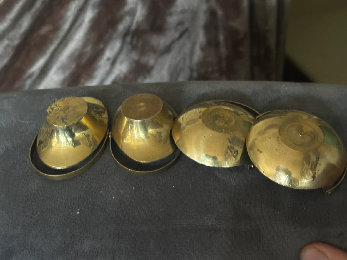 Set of 4 Vintage Mid Century Mini Brass Trinket Baskets - photo 5