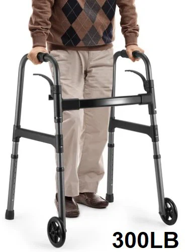 Maxkare Lightweight Adjustable Folding Walker with Wheels