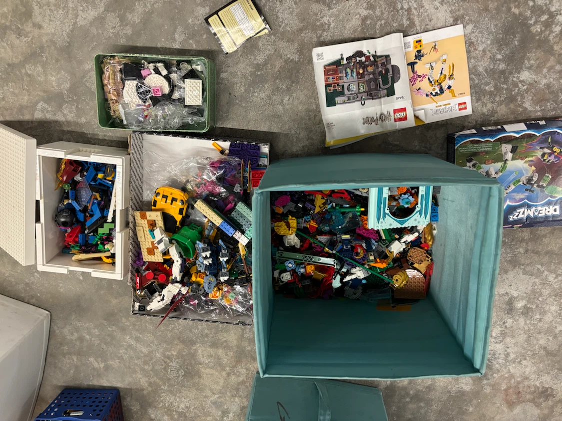 Assorted LEGO building blocks and sets