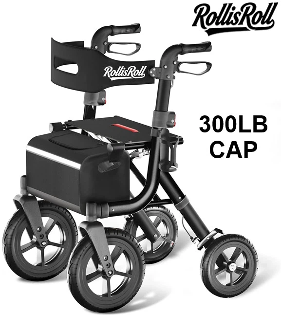 RollisRoll All-Terrain Walker with Seat, Backrest & 12" Wheel