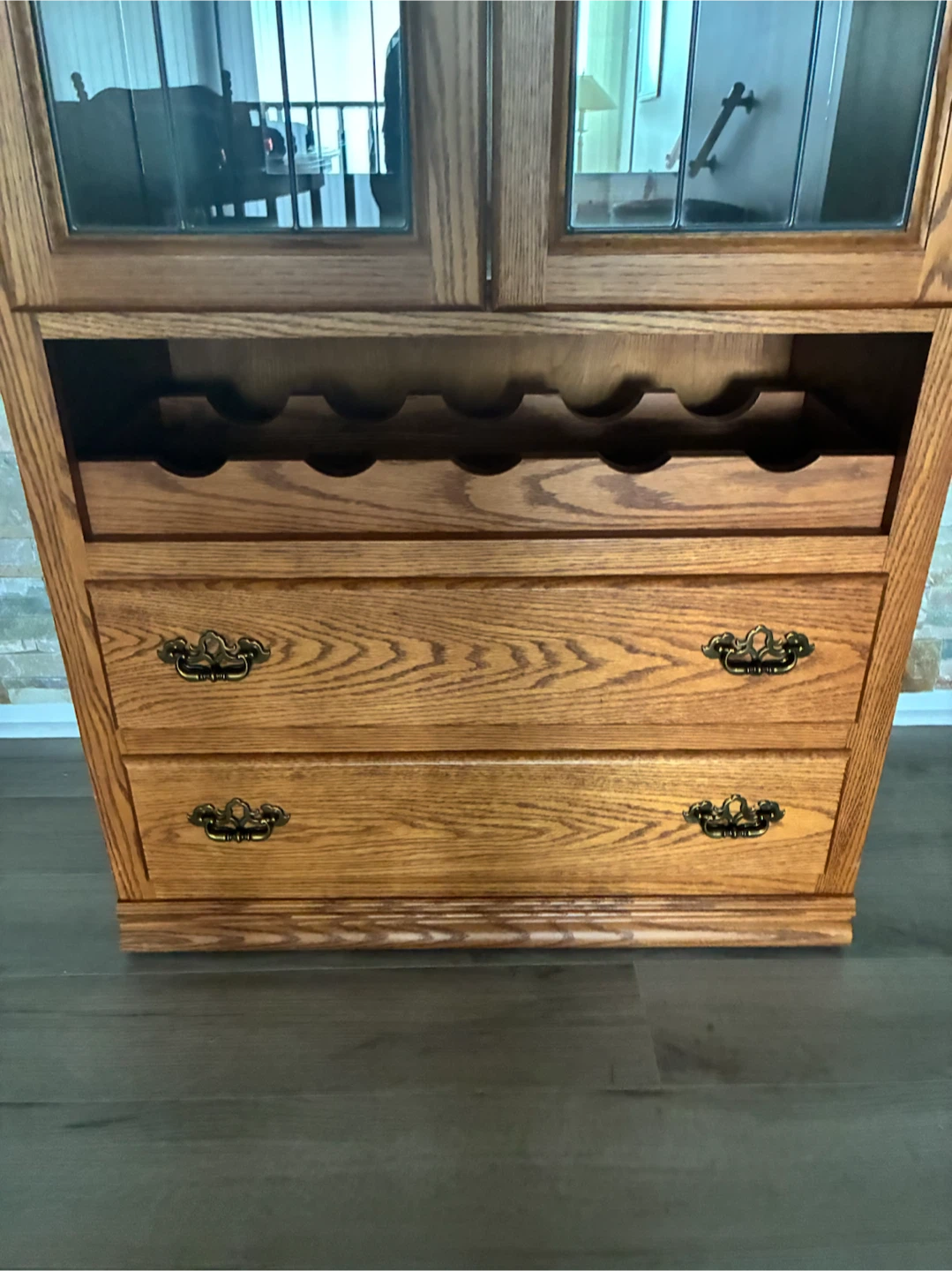 Oak China Cabinet with Wine Rack - photo 3