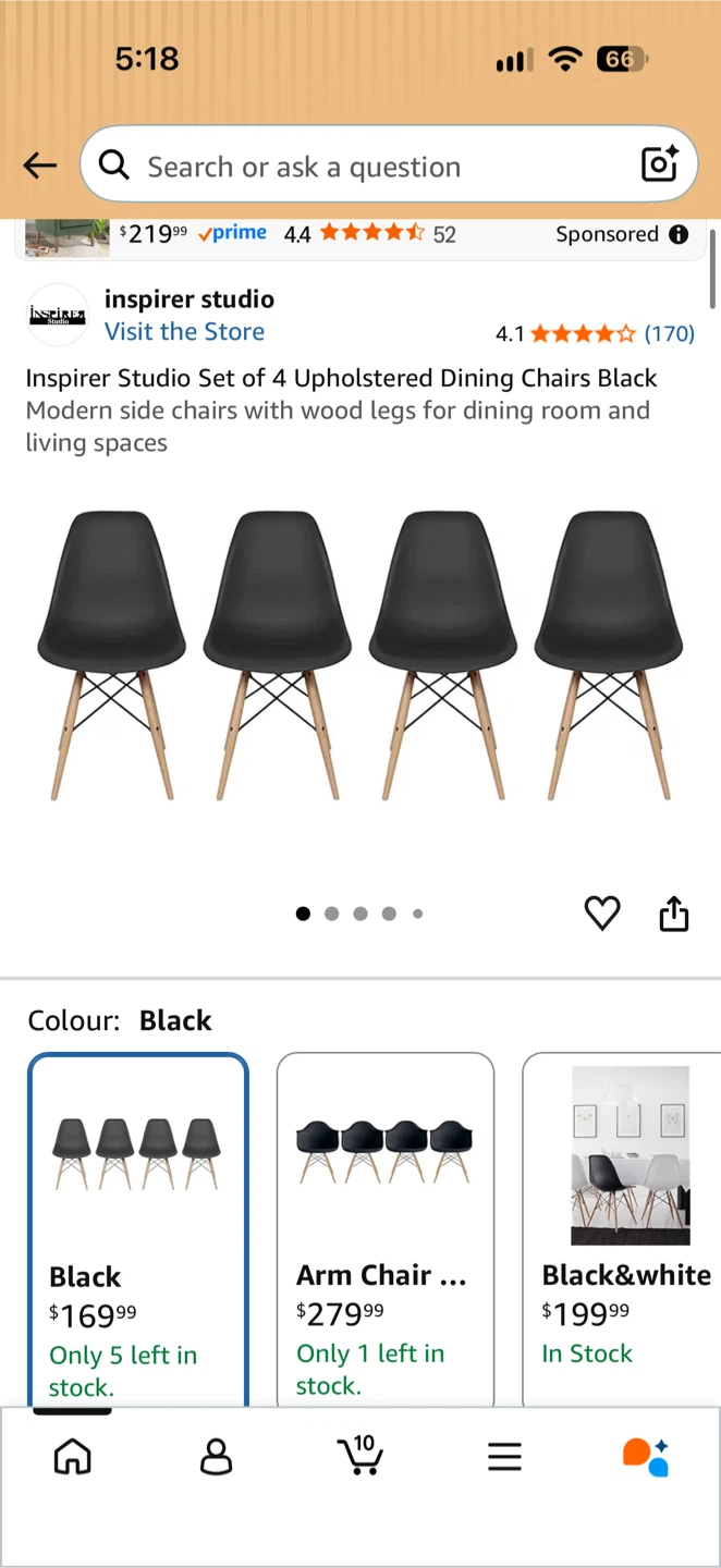 Inspirer Studio Set of 4 Black Dining Chairs - photo 4