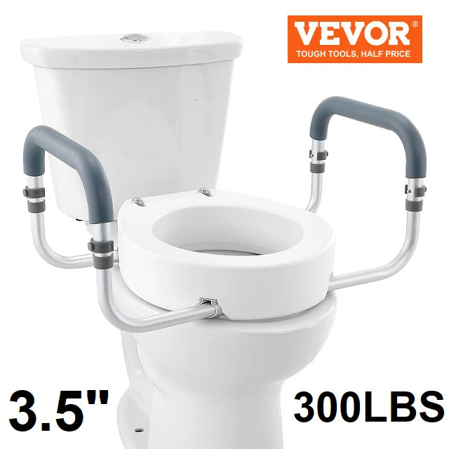 VEVOR Raised Toilet Seat with Aluminum Handrail —