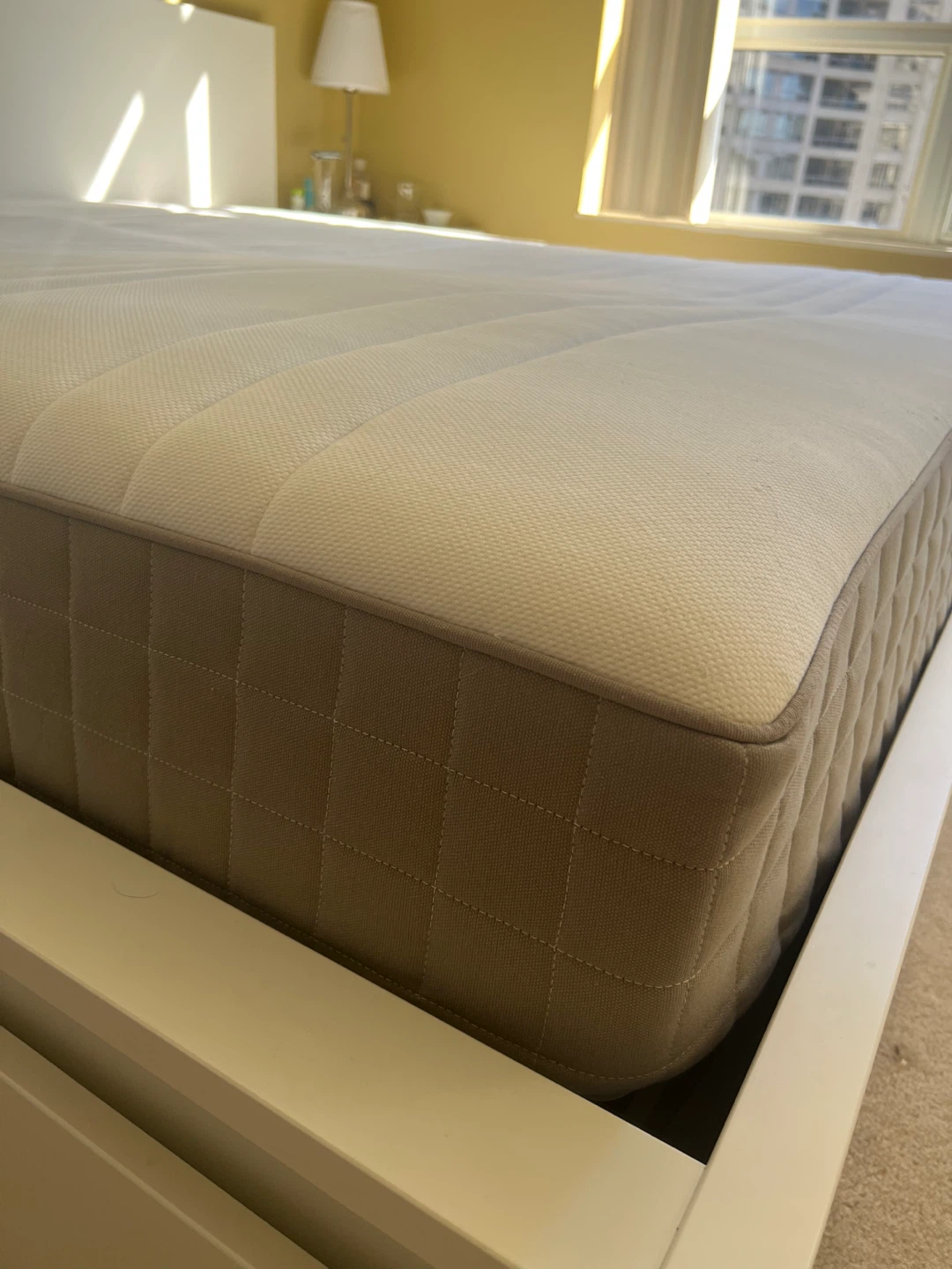 Ikea White king bed with mattress - photo 2