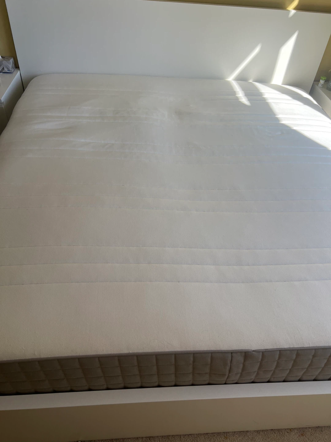 Ikea White king bed with mattress - photo 4