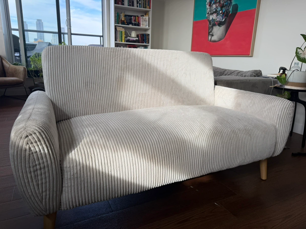 Cream Corduroy Loveseat - photo 3