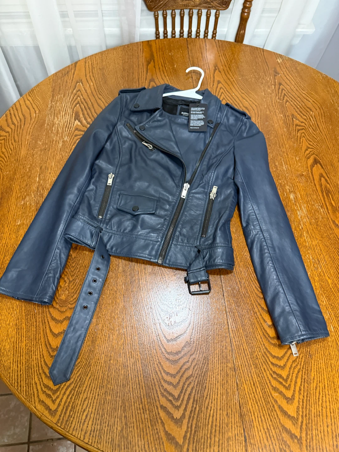 Barneys Originals Navy Blue Leather Jacket - photo 4