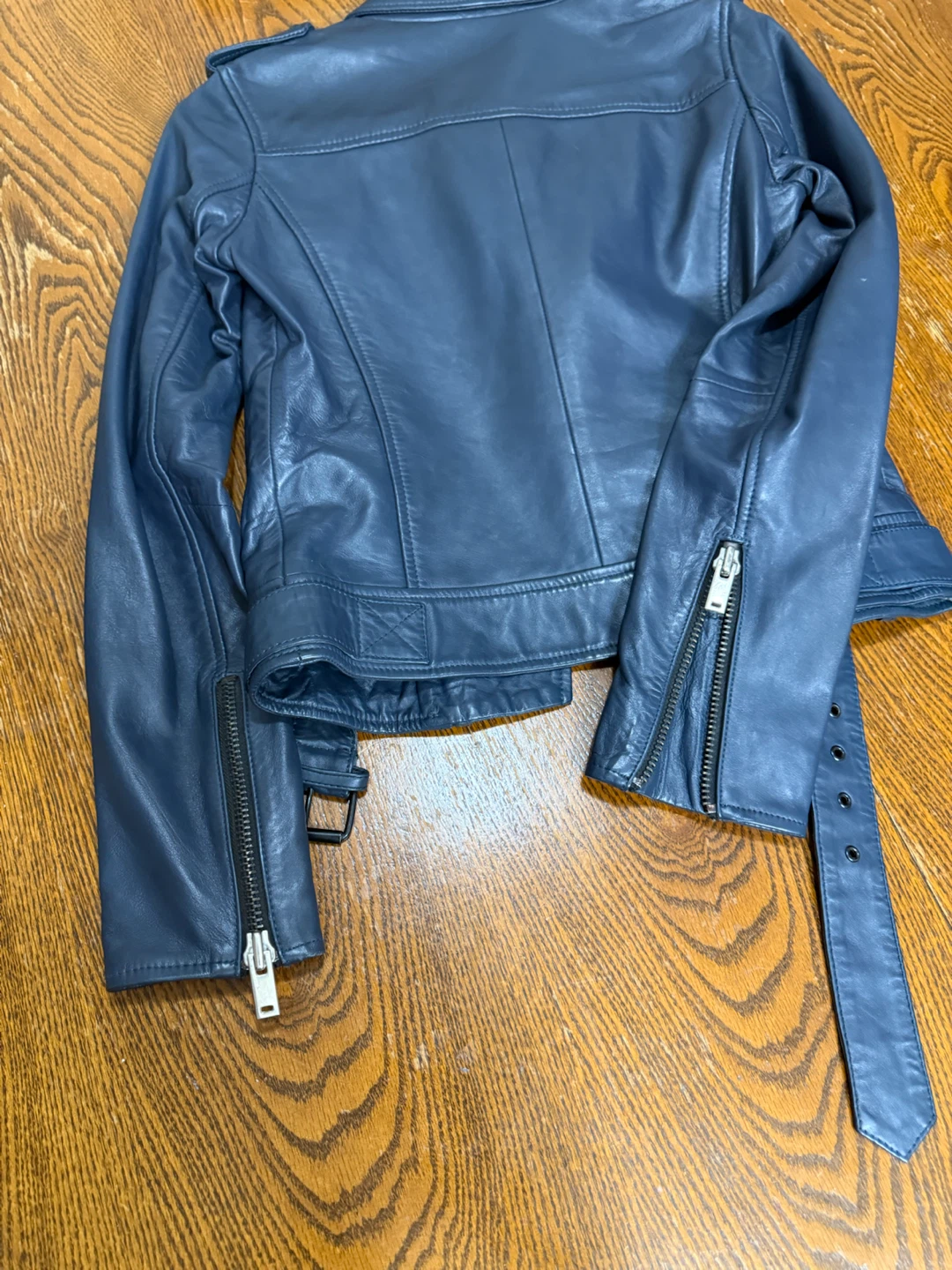 Barneys Originals Navy Blue Leather Jacket - photo 5