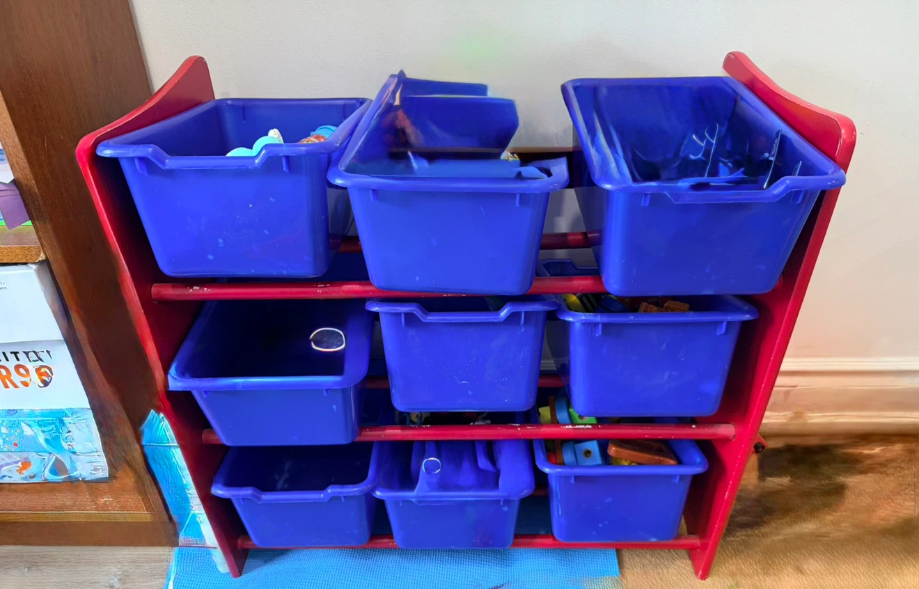 Assorted children's toys and storage rack - photo 5