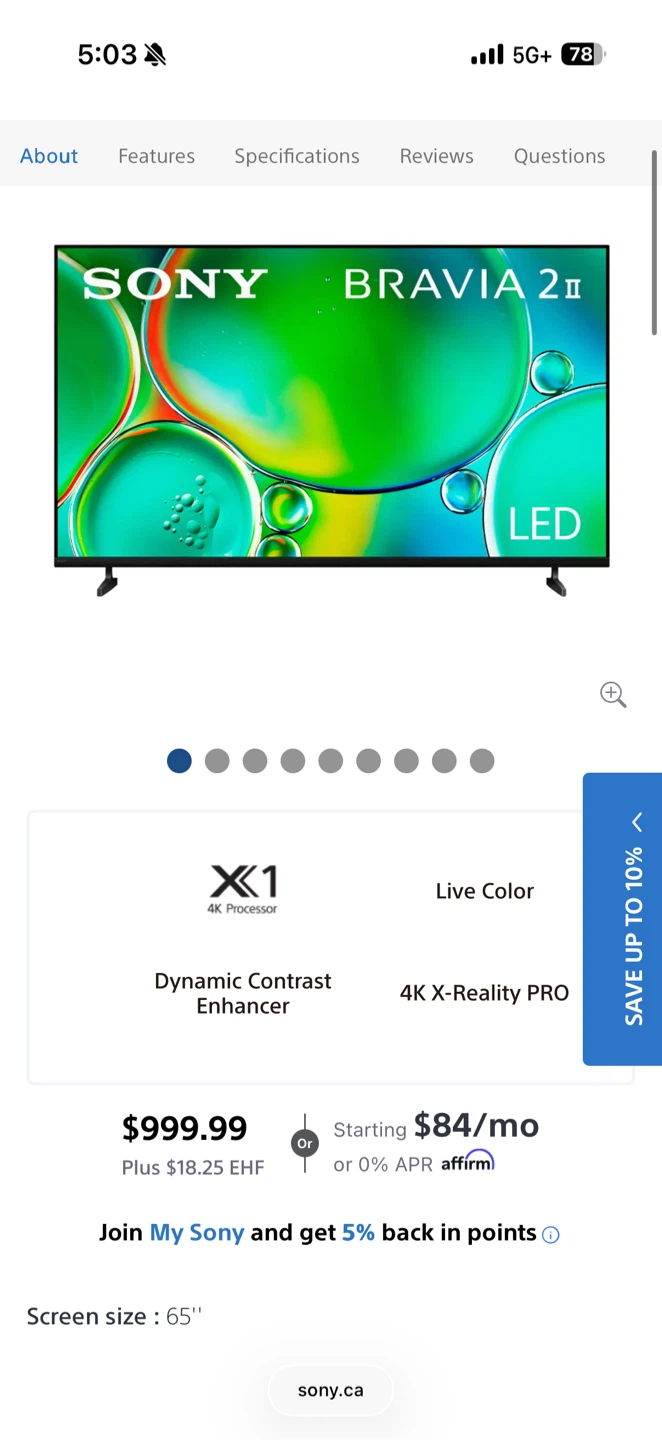 Sony BRAVIA 2 II 65” 4K Smart TV Model K-65S20M2 - photo 5
