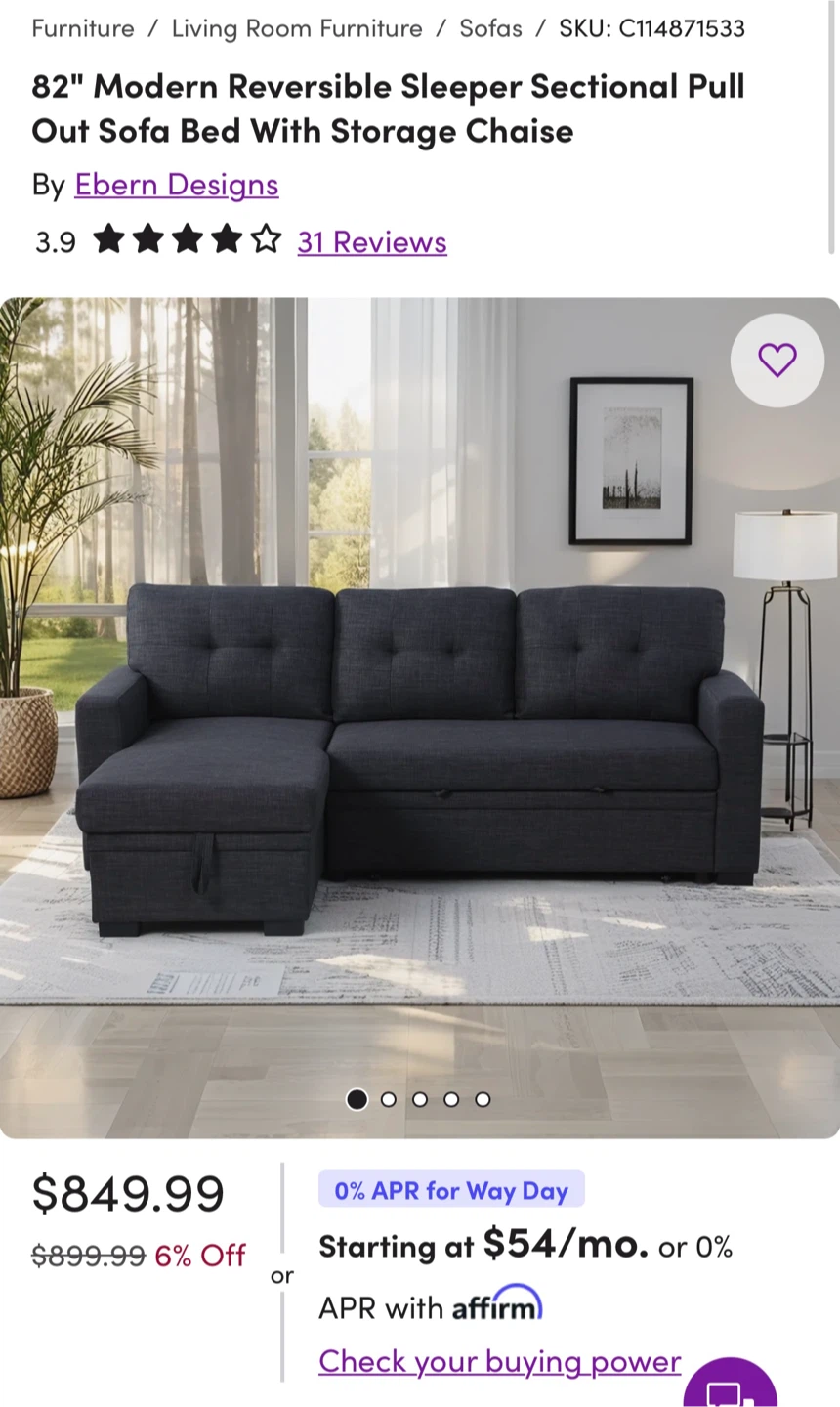 Modern Sleeper Sectional Sofa Bed with Storage - photo 4