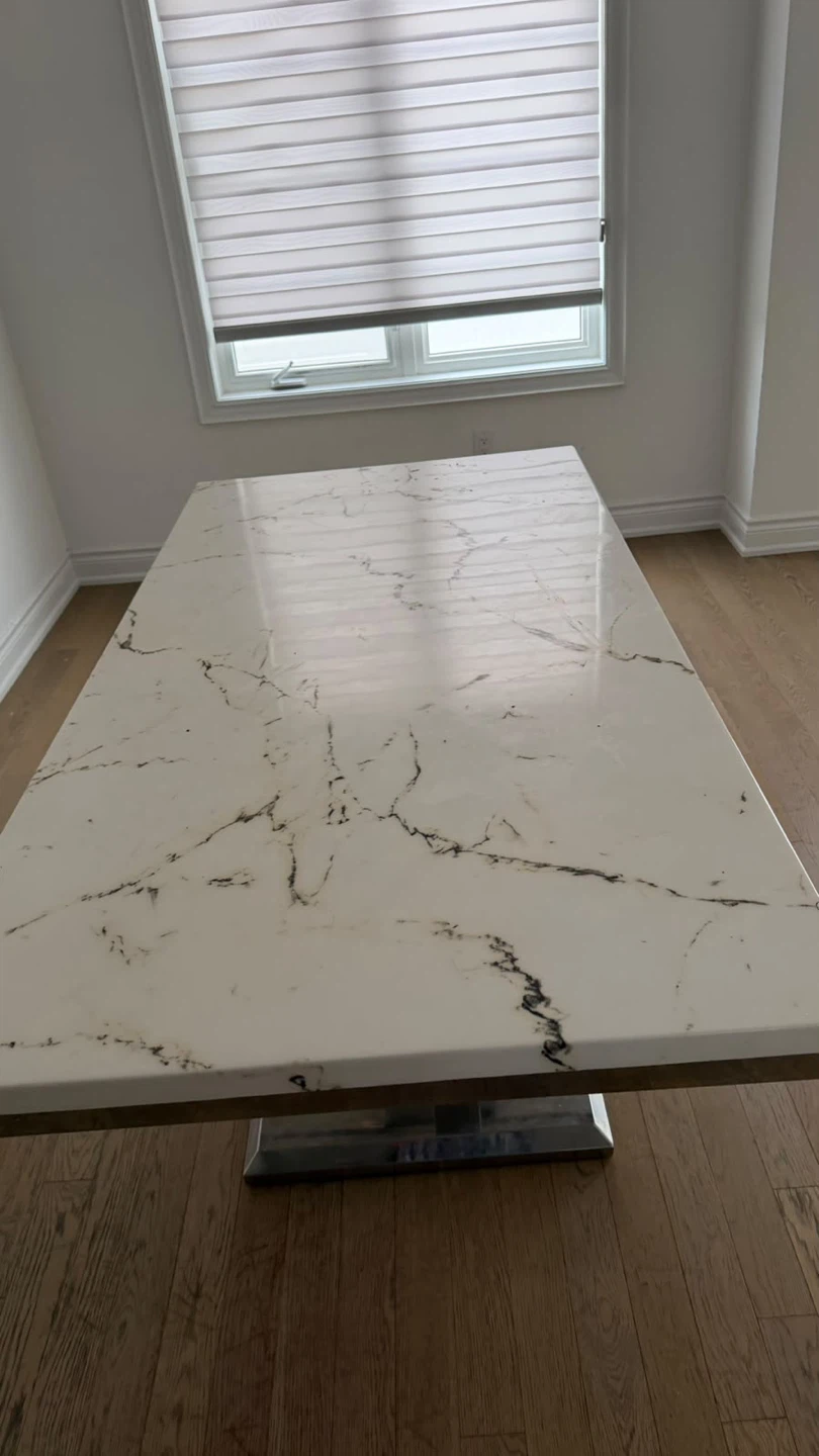 Marble-look dining table with 6 chairs - photo 2