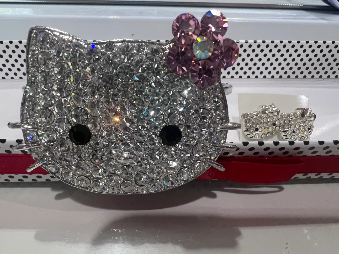 Hello Kitty Rhinestone Bracelet and Earring Set