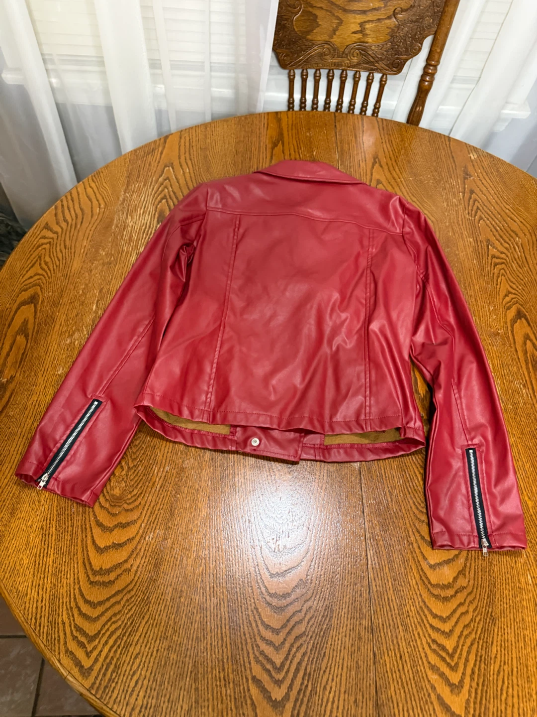 Red Faux Leather Moto Jacket - photo 2