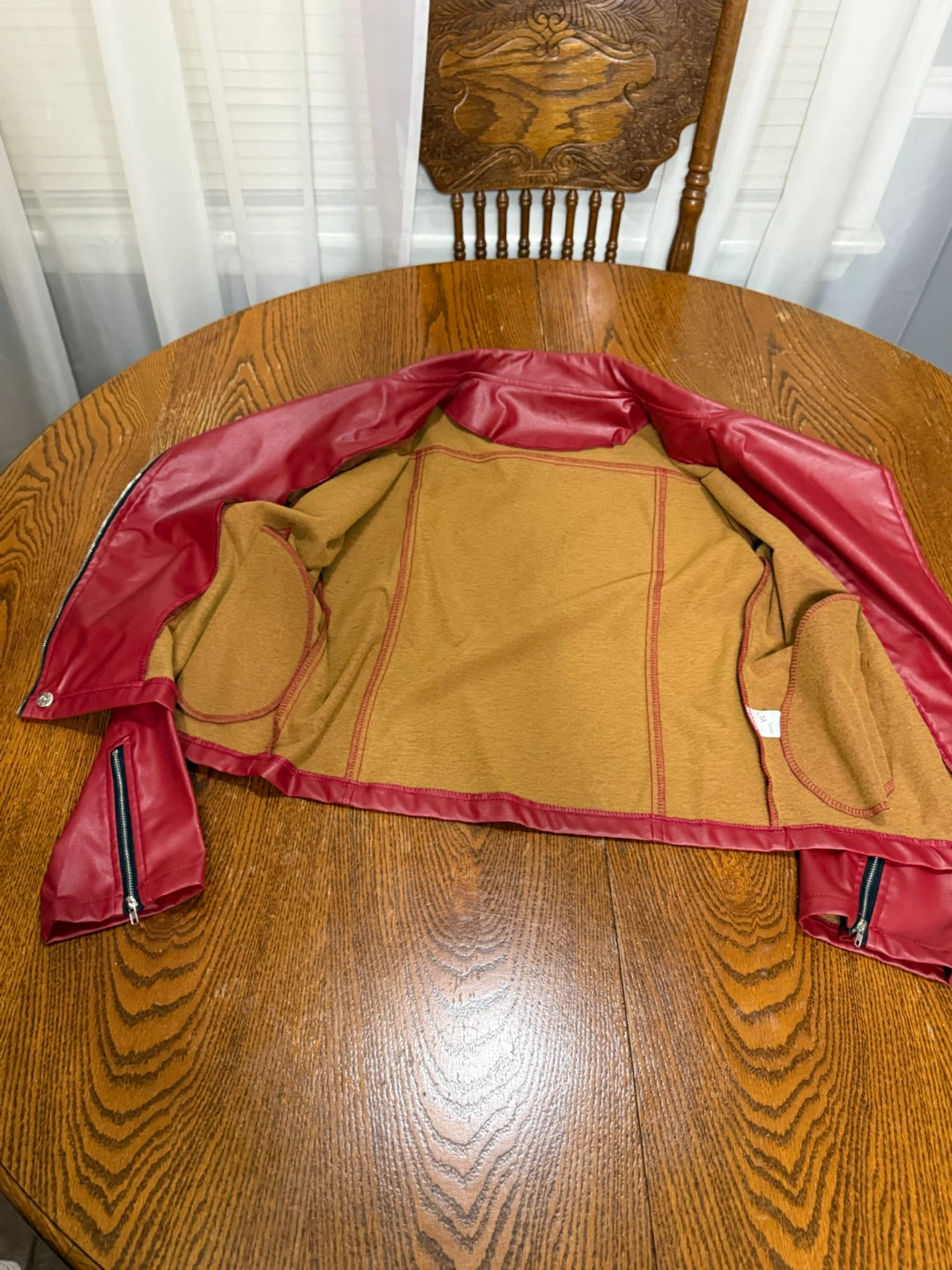 Red Faux Leather Moto Jacket - photo 5