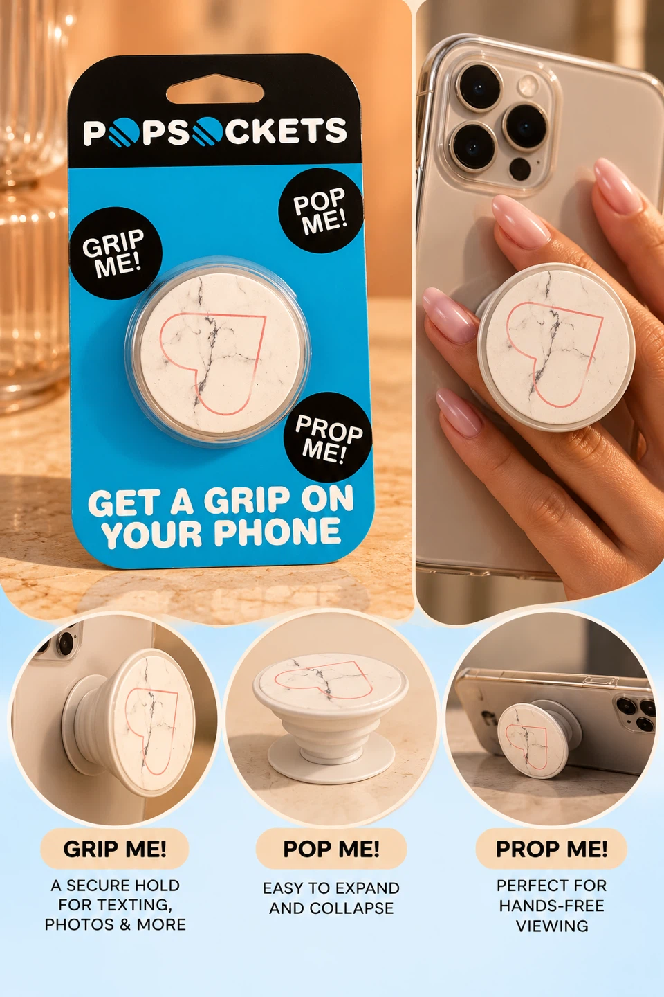 PopSockets Phone Grip with Heart Design