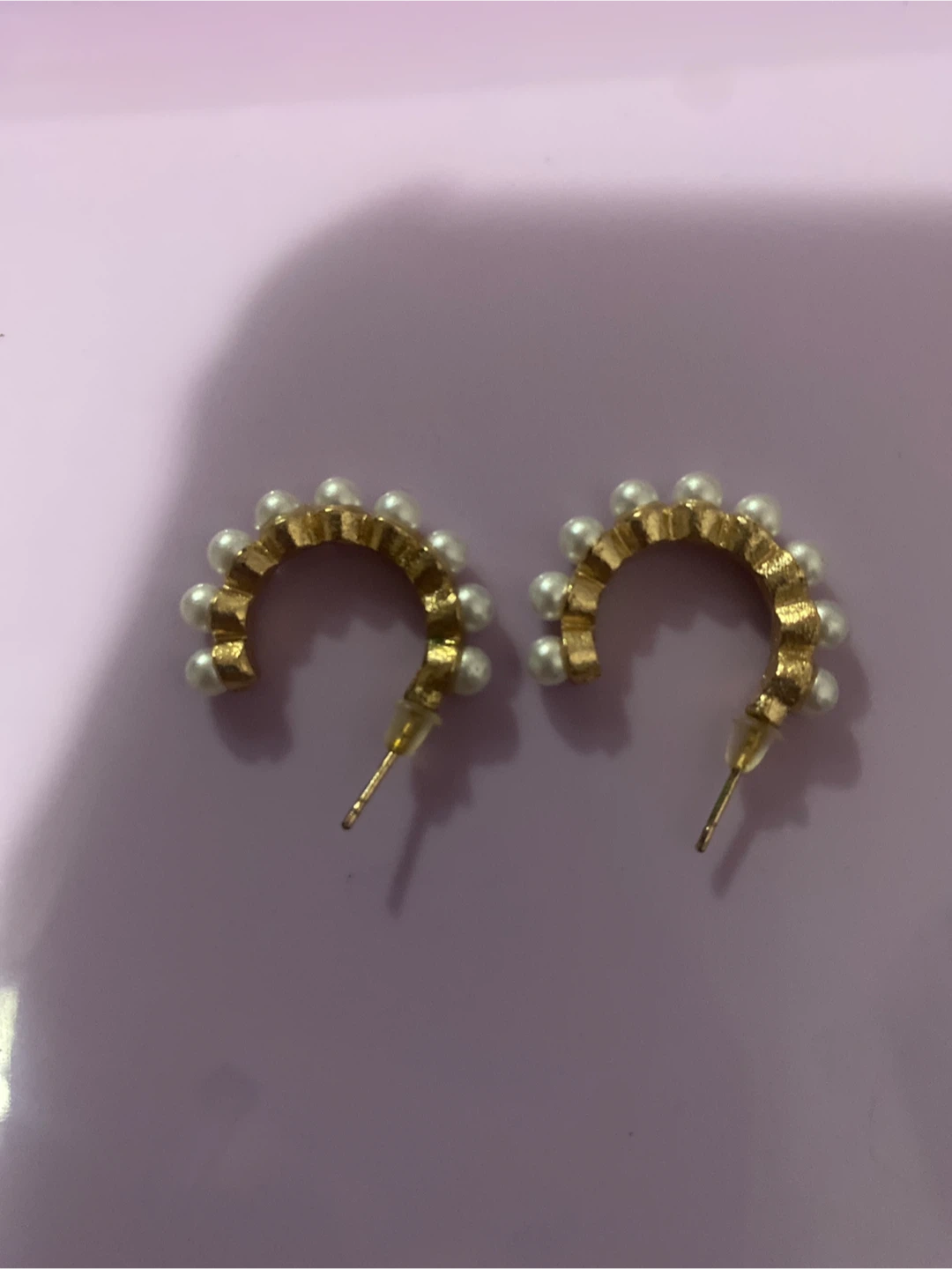 Set of 3 pairs of gold-tone hoop earrings - photo 2