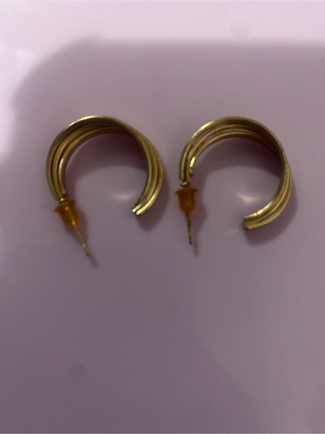Set of 3 pairs of gold-tone hoop earrings - photo 4