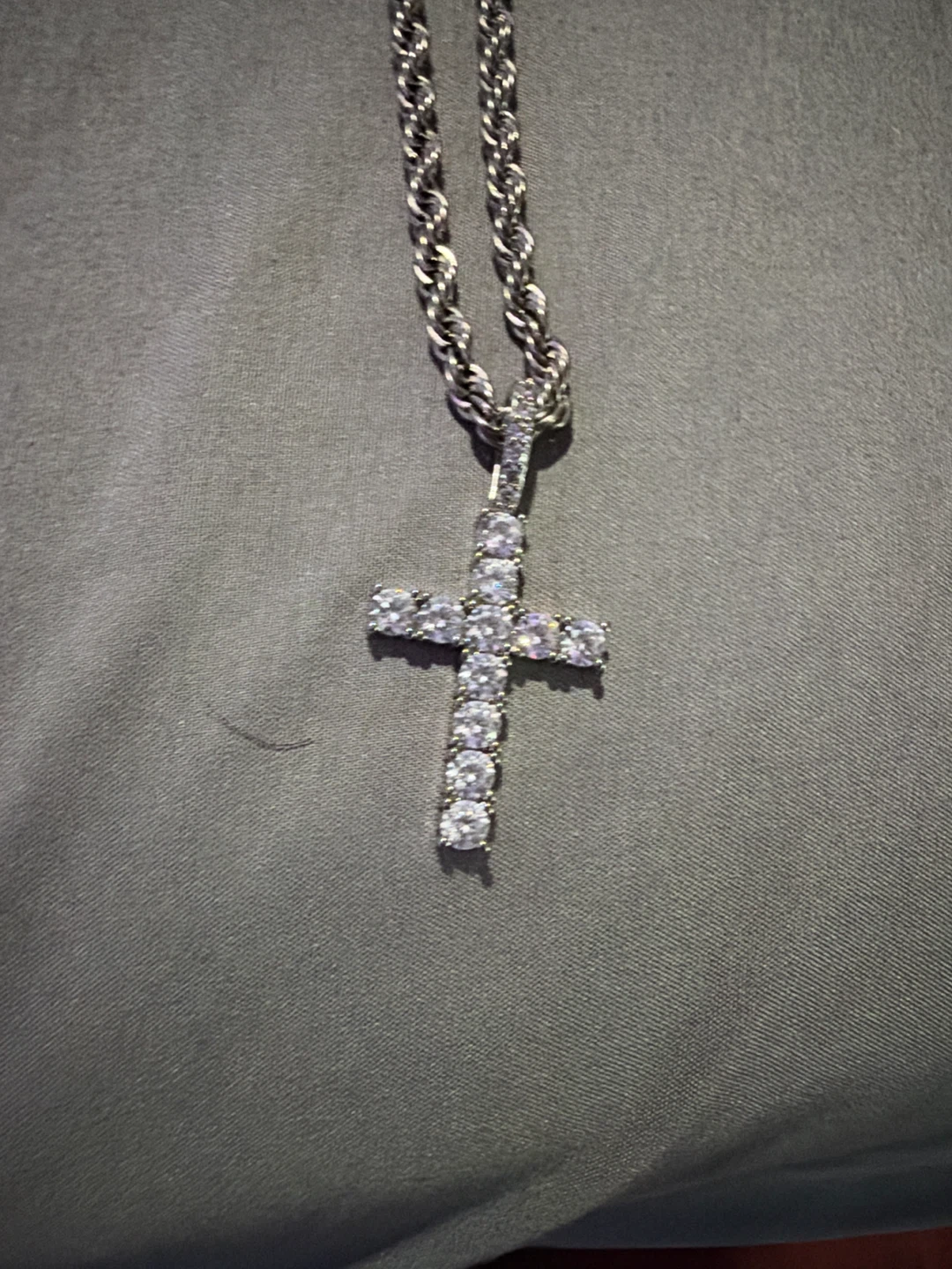 Iced Out Cross Rope Chain Necklace