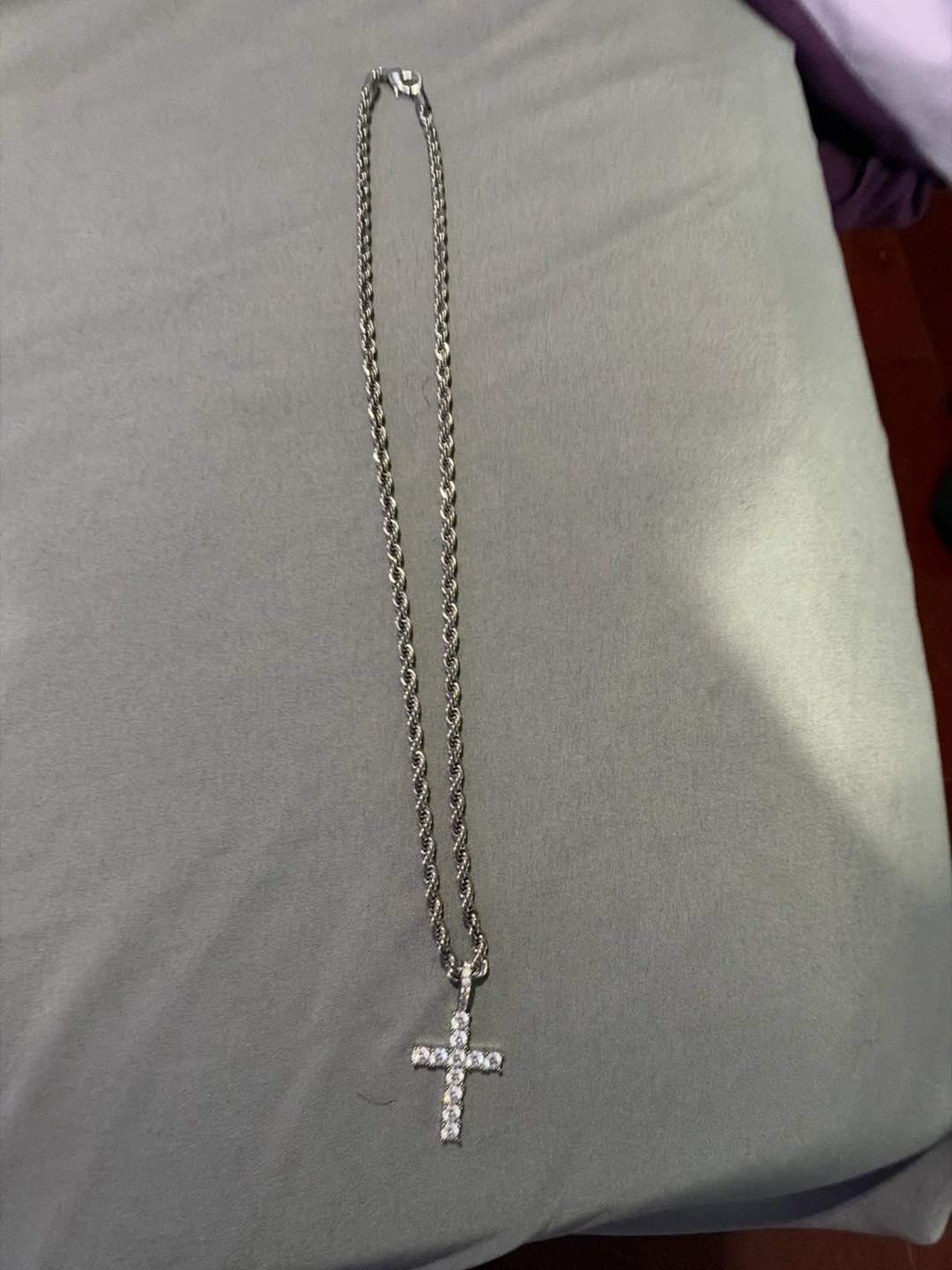 Iced Out Cross Rope Chain Necklace - photo 2