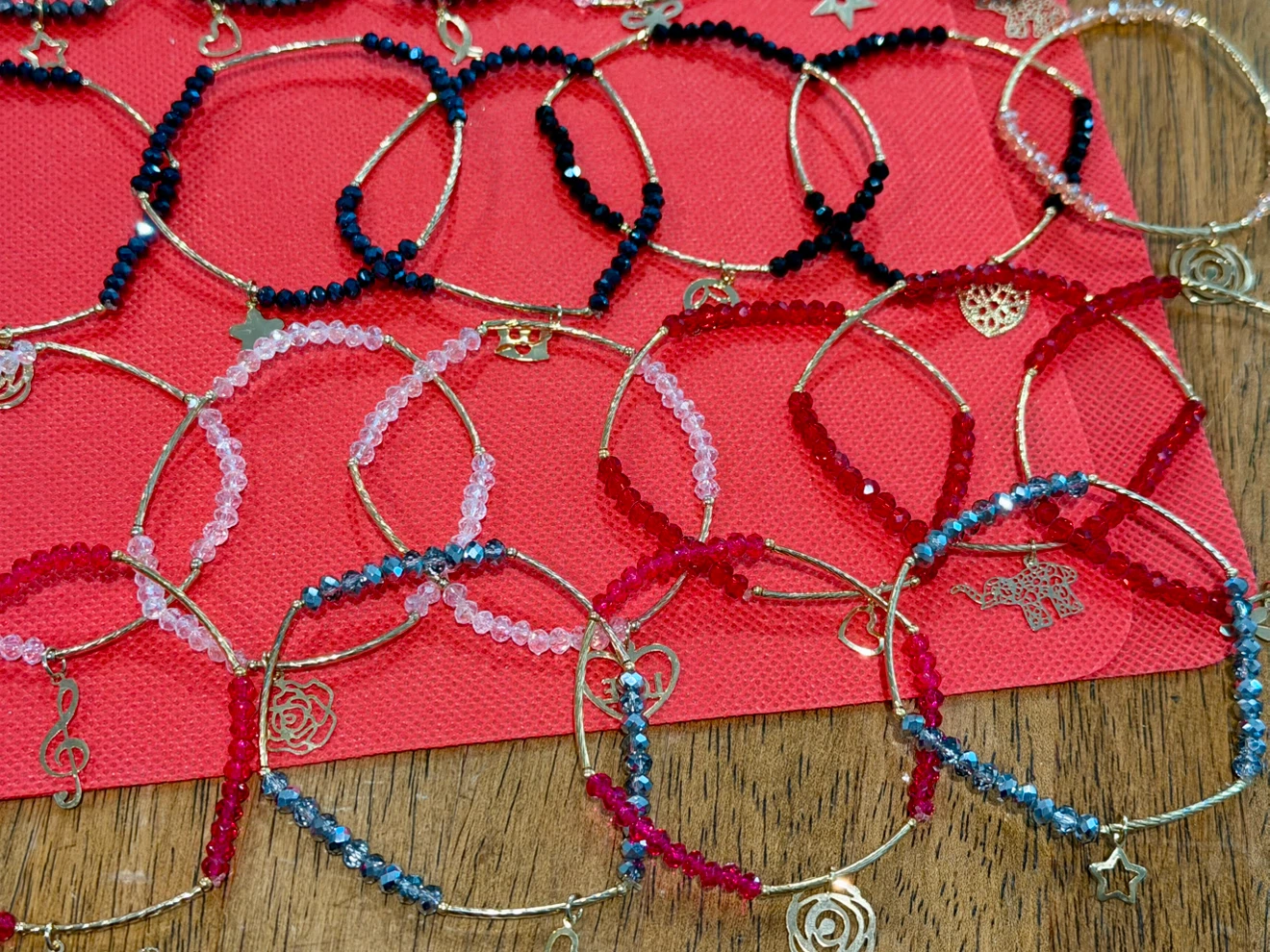Assorted Crystal Beaded Charm Bracelets