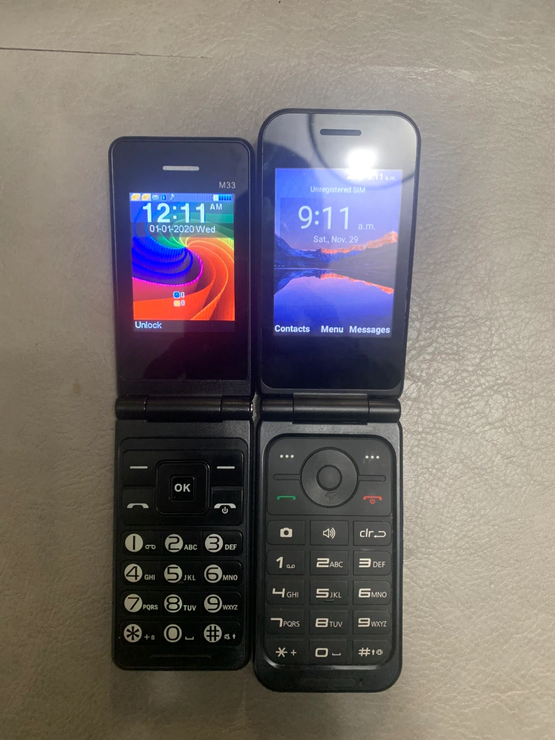 Two Flip Phones - M33 and ZTE