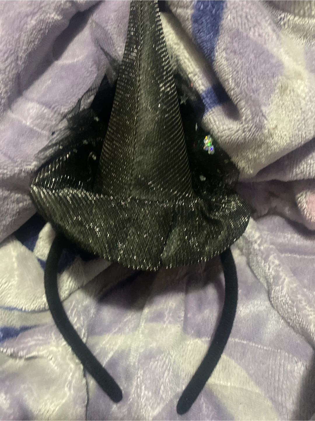 Black Glittery Witch Hat Headband - photo 2