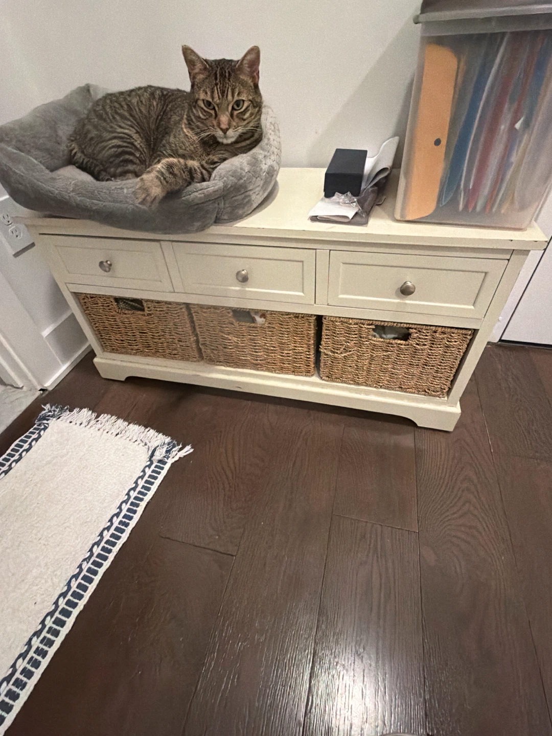 A 6 drawer entrance organizer
