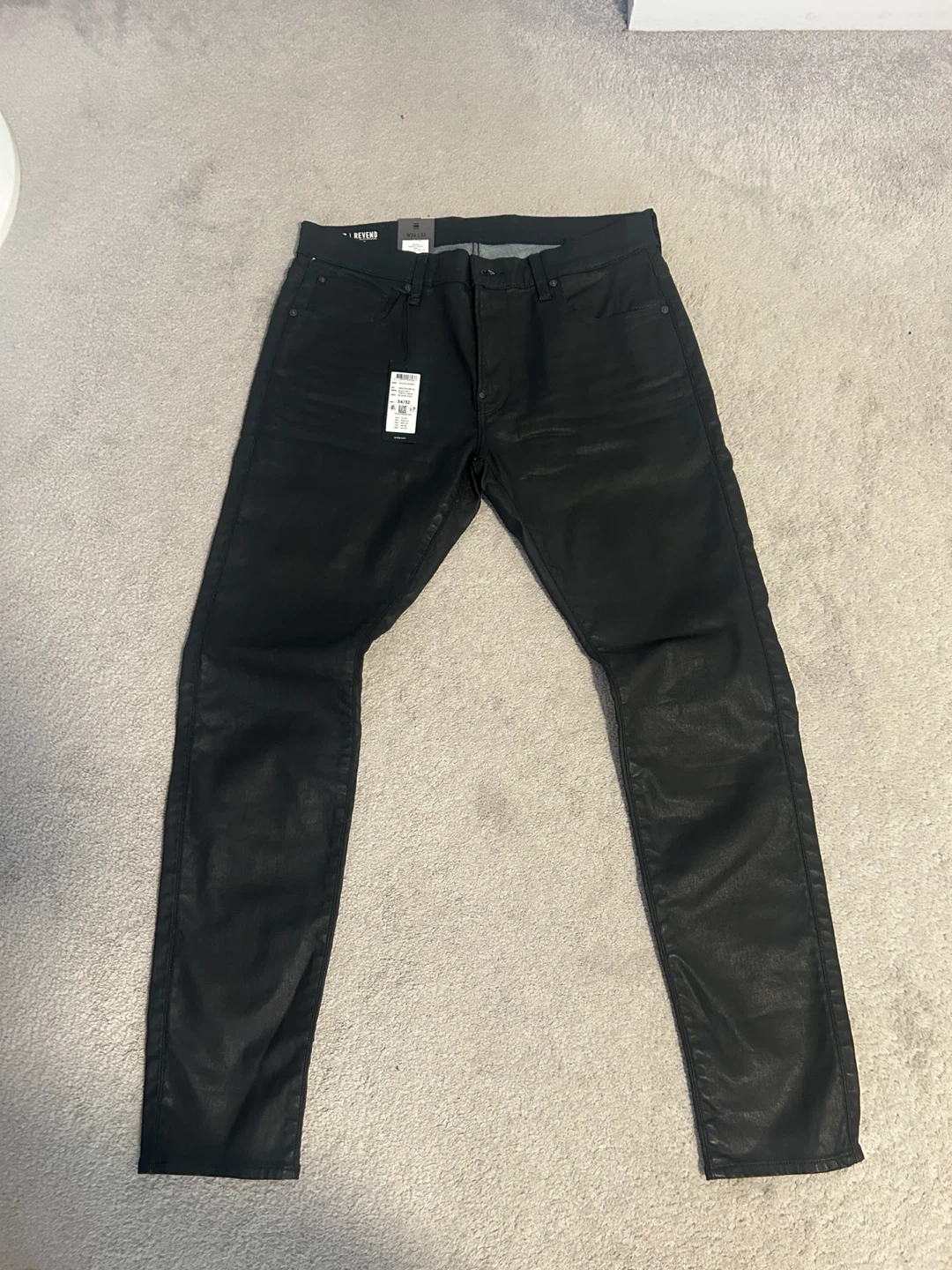 G-Star RAW Revend Skinny Jeans 34x32 Black Coated Stretch NWT