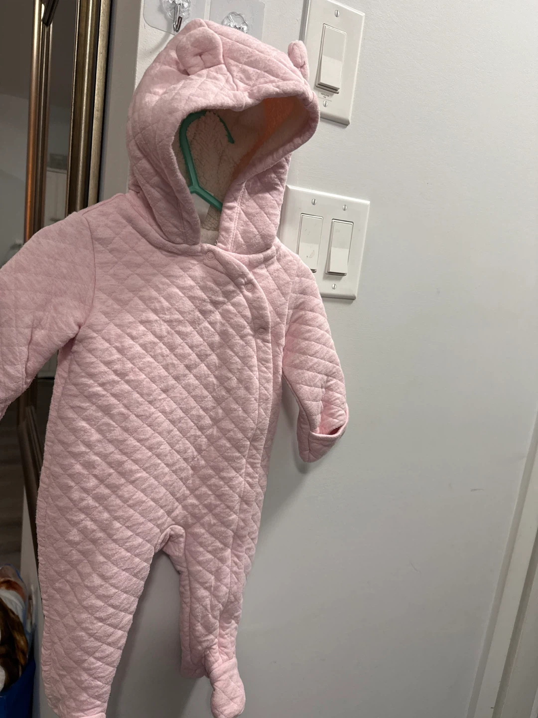 Baby Pink Hooded Cardigan and Quilted Romper