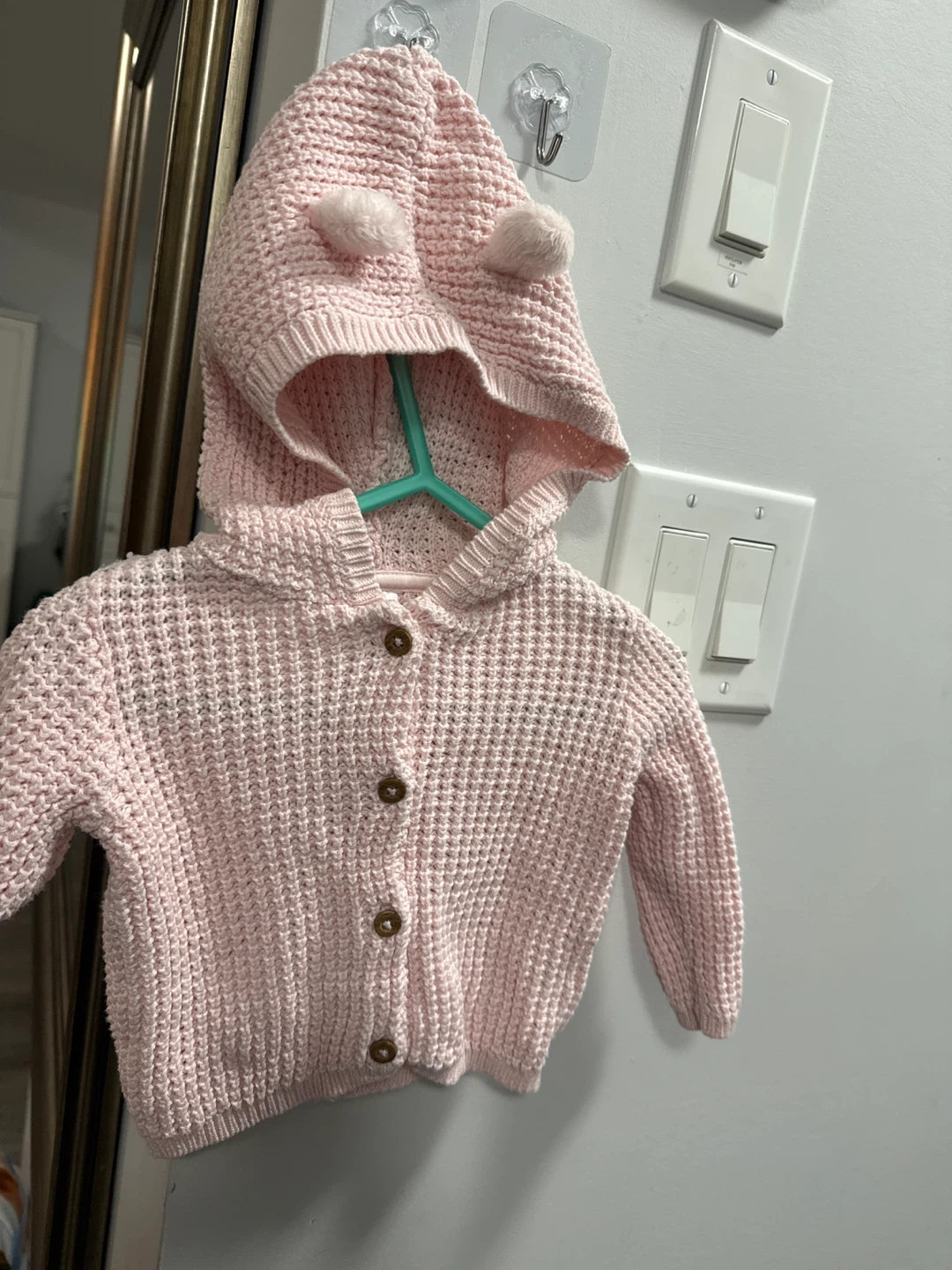 Baby Pink Hooded Cardigan and Quilted Romper - photo 2