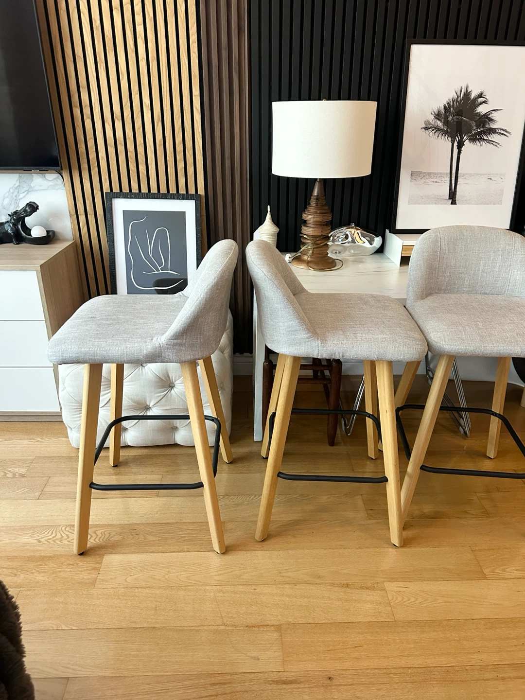 3 BOUCLAIR MODERN GREY BAR STOOLS KITCHEN ISLAND COUNTER HEIGHT - photo 2