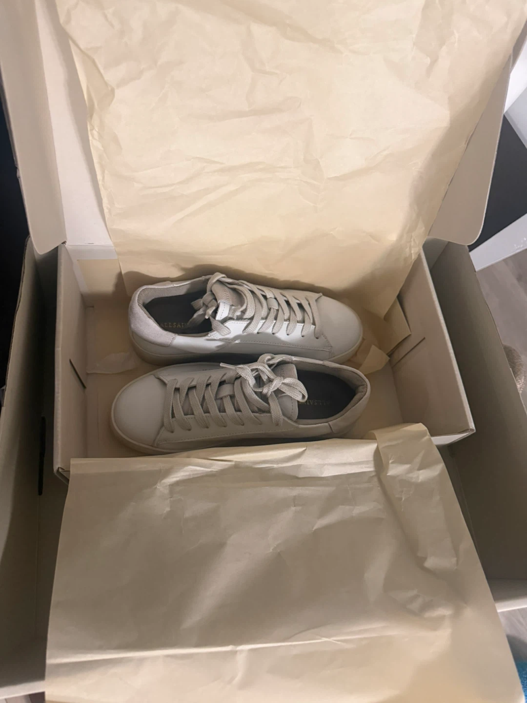 AllSaints white leather sneakers