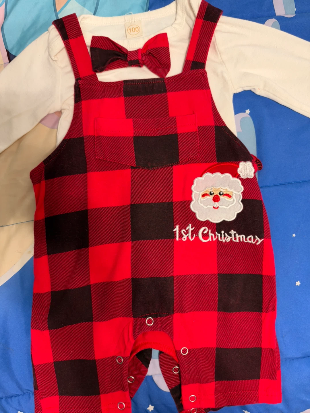 Baby 1st Christmas Plaid Outfit Set - photo 3