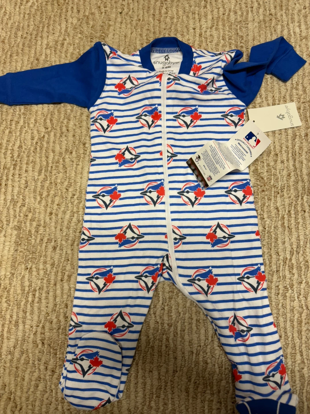 Snugabye Toronto Blue Jays Sleepsuit foostie, 3-6 months