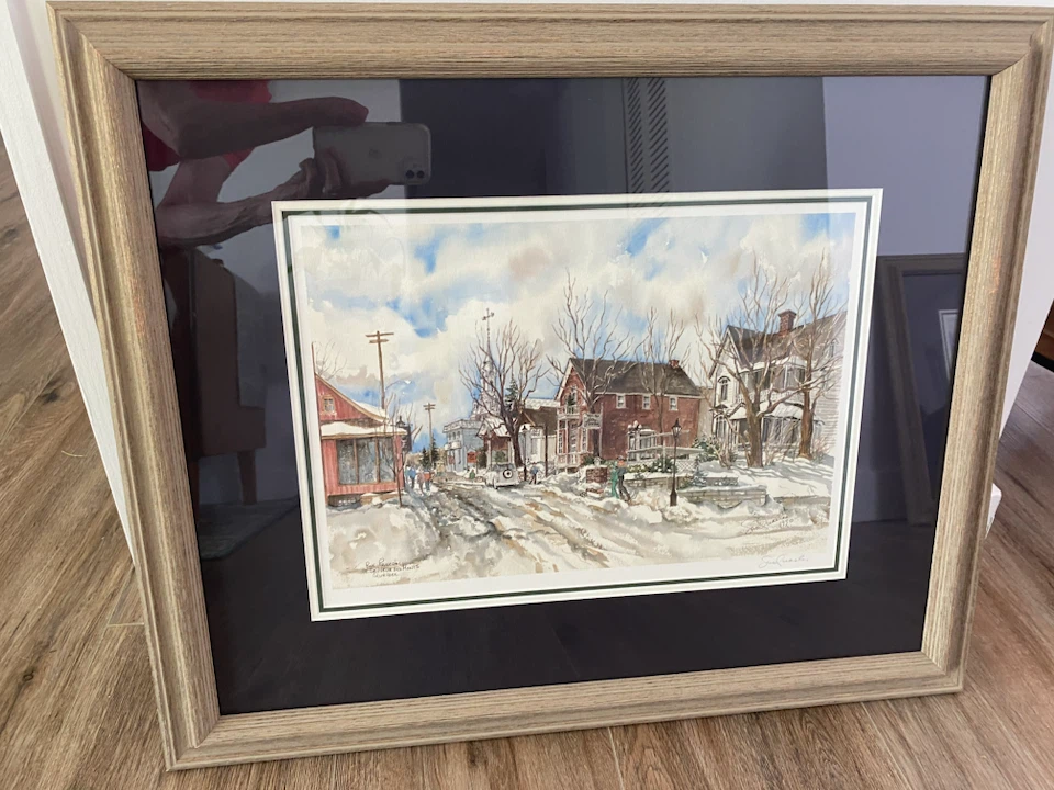 Sue Quarles Signed Winter Street Scene Print
