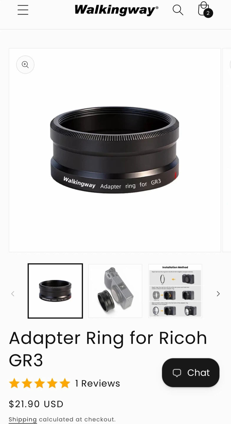 Walkingway Adapter Ring for Ricoh GR3