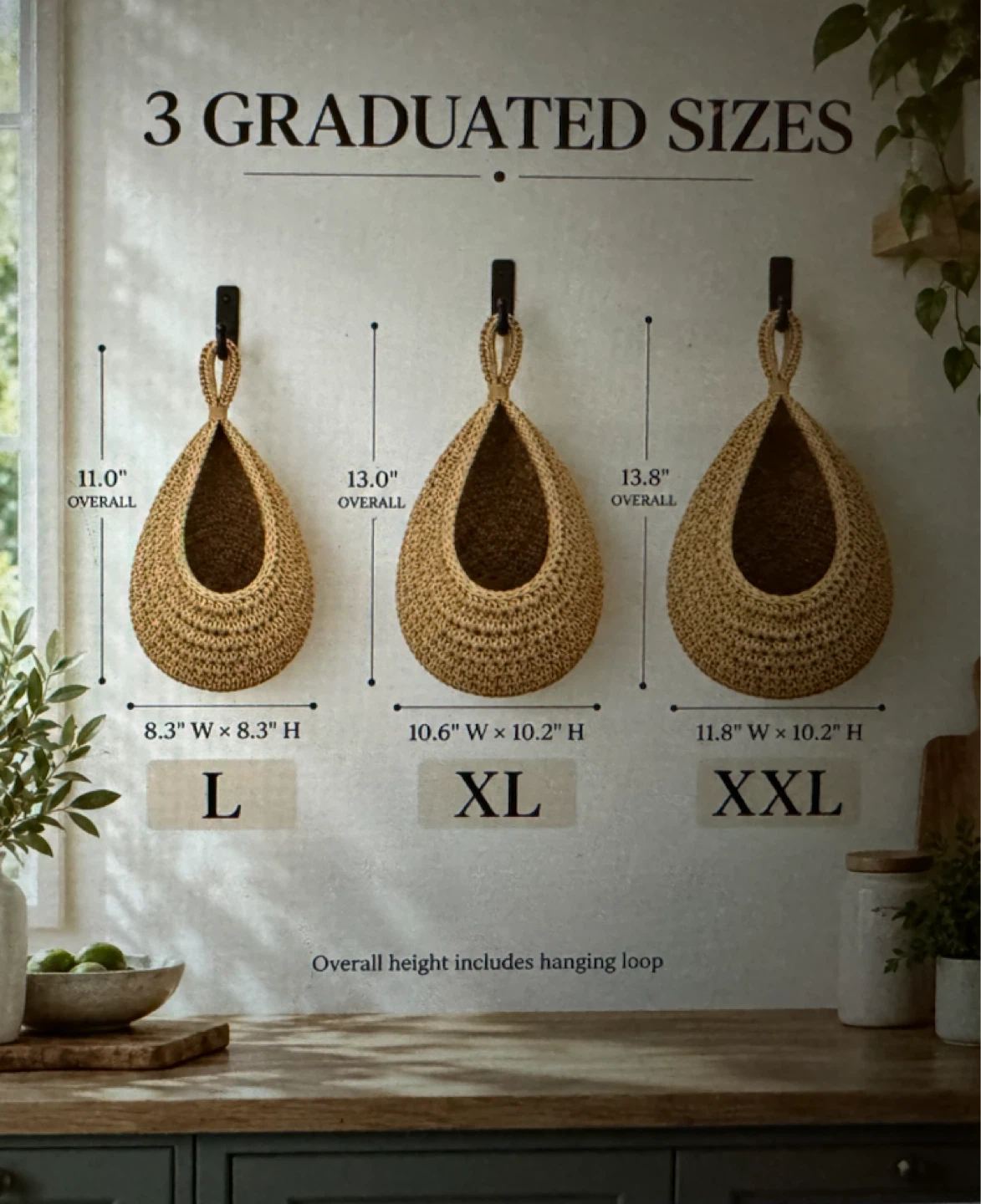 Set of 3 Hanging Woven Storage Baskets - photo 3
