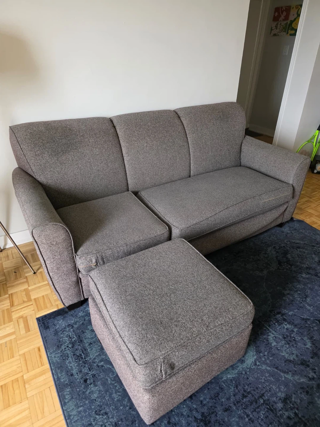 Grey Fabric Sofa and Ottoman - photo 2