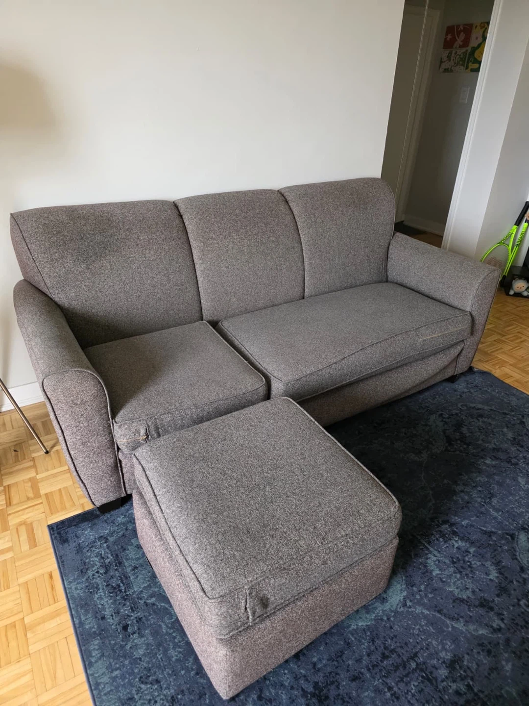 Grey Fabric Sofa and Ottoman - photo 3